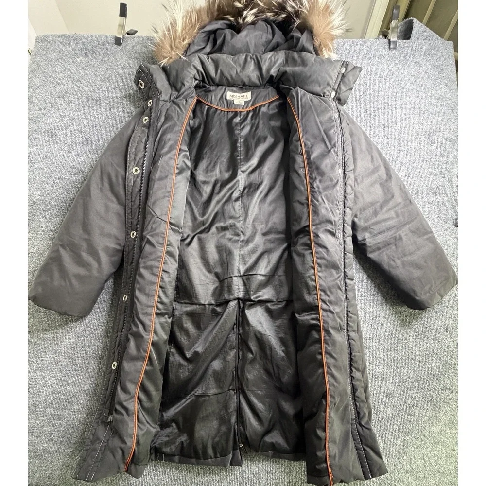 Michael Kors Black Winter Faux Fur MK Puffer Jacket Coat Womens Size M‎ USA